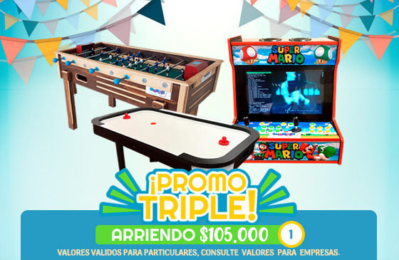 Promo Triple: Arcade, mesa de hockey y taca taca