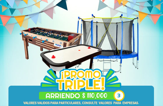 Promo Triple: Cama elástica, mesa de hockey y taca taca
