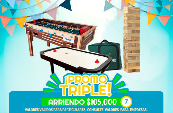 Promo triple taca taca  + Jenga gigante + mesa de hockey